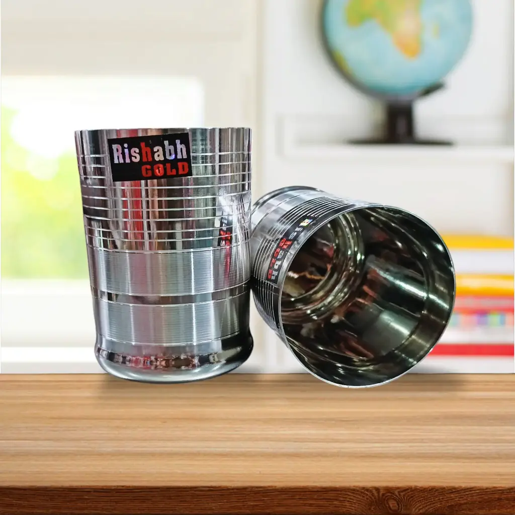 STEEL GLASS STE OF 6 PCS.
