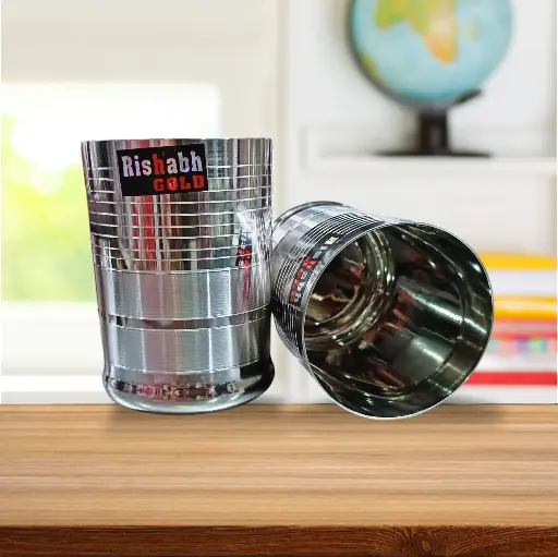 STEEL GLASS STE OF 6 PCS.